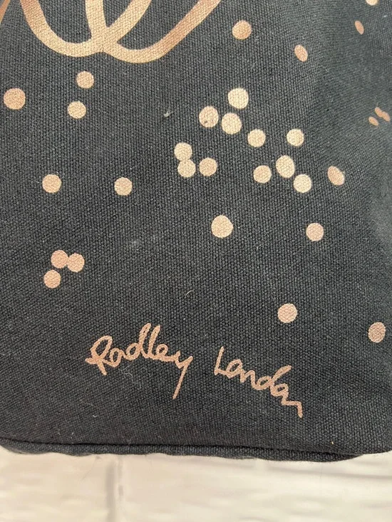 RADLEY LONDON CANVAS ZIPPER TOP TOTE BLACK WITH ROSE GOLD “SHINE” AND DOG NWT - Picture 2 of 14
